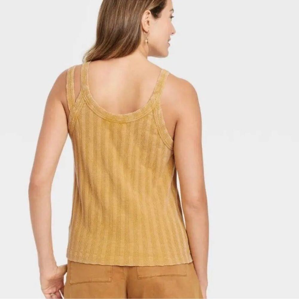 NWT Universal Thread Cami Tank Top Womens‎ 4XL Mustard Yellow Rib Knit Striped - Picture 3 of 5